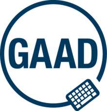 The Global Accessibility Awareness Day logo - a circle around the acronym GAAD with a keyboard linking the ends of the circle.