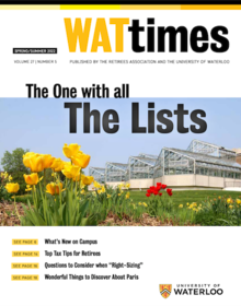 The front cover of the latest issue of WATtimes, showing the University's greenhouses.