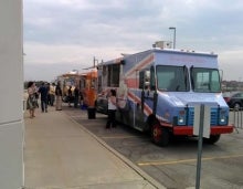 Food Trucks parked at the R+T Park.