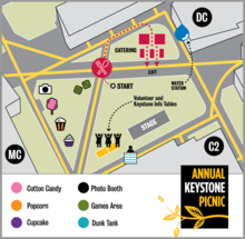 A map showing the locations of the Keystone Picnic.