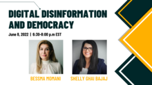 Digital Disinformation and Democracy banner image showing the two panelists.