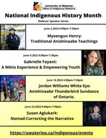 An image showing the Indigenous History Month speaking events.
