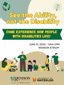 Renison &quot;See the Ability, not the Disability&quot; event featuring illustrations of people with various disabilities.