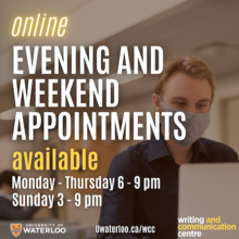 Evening and Weekend Appointments banner showing a man using a laptop.