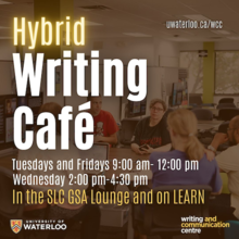 Hybrid writing cafe banner image.
