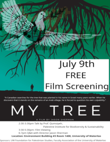 The poster for the &quot;My Tree&quot; movie including a dove and an olive branch.
