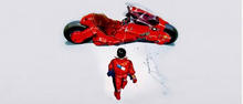 Kaneda walks towards his motorcycle in an iconic image from the animated film "Akira."