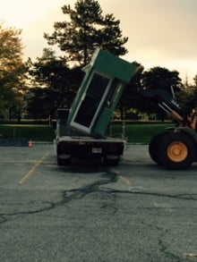 The Lot H Parking Kiosk being removed.