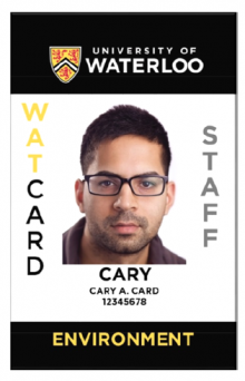 The new staff WatCard design, showing the vertical orientation.