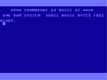 The famous blue loading screen of the Commodore 64 personal computer.