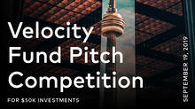 Velocity pitch competition poster with CN Tower
