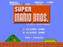 The loading screen for 1985's Super Mario Bros. video game.