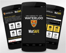 Smartphones featuring the WatSAFE app.