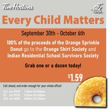 Every Child Matters donut promotion banner.