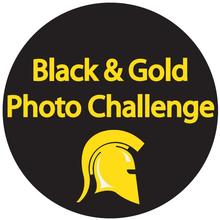 Black &amp; Gold Photo Challenge sticker with a Warrior logo.