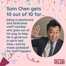 A 10/10 Day banner celebrating staff member Sam Chen.