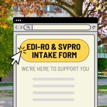 EDI-R and SVPRO intake form graphic - a computer window with a mouse pointer.