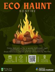 EcoHaunt banner featuring a cartoon campfire.