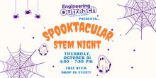 Spooktacular STEM Night banner featuring spiderwebs.