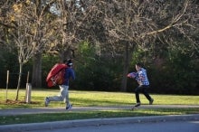 Students playing Humans vs. Zombies on campus.