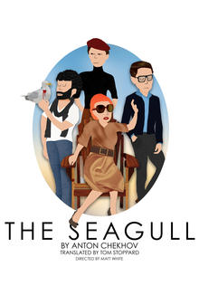 Poster with animated characters for play &quot;The Seagull&quot;