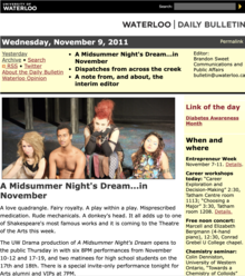 A screenshot of the first Daily Bulletin I edited in November 9, 2011.