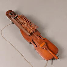 An example of a nyckelharpa, which looks like a violin with a playable keybed.