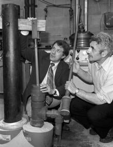 Alan Plumtree, left, and Alfred Rudin created the Waterloo Pump in the 1970s.