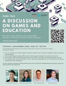 A discussion on Games and Education banner image.