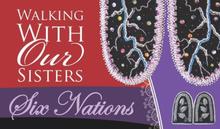 Walking With Our Sisters poster featuring a pair of moccasins.