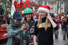 Waterloo students walk in the Santa Claus parade.