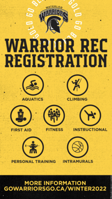 Warrior Rec registration banner featuring the Warriors logo.