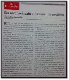 A picture of an Economist article about sex and back pain.