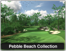 A simulated view of the Pebble Beach golf course in the simulator.