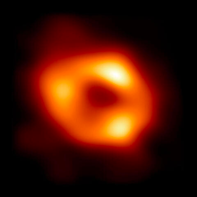 An image of a black hole from the Event Horizon telescope.