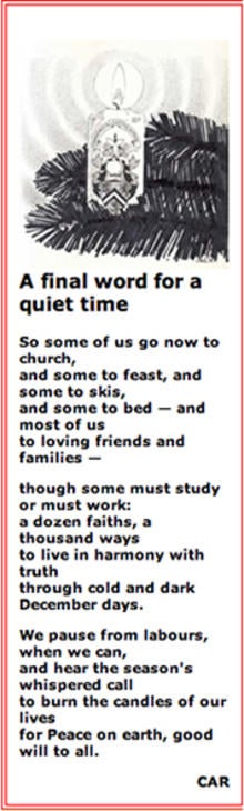 A Final Word for A Quiet Time - a poem by Chris Redmond.