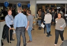 Students walking at the Science Speed Networking event