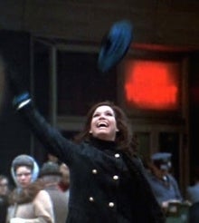 Mary Tyler Moore in the opening credits of The Mary Tyler Moore Show.