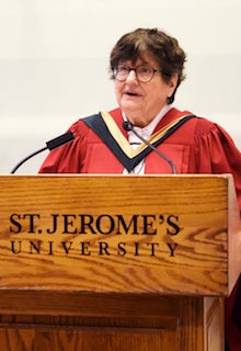 Sister Helen Prejean speaks at St. Jerome's University.