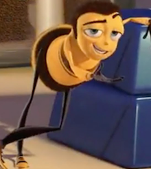 A scene from the "Bee Movie" where Barry asks "you like jazz?"