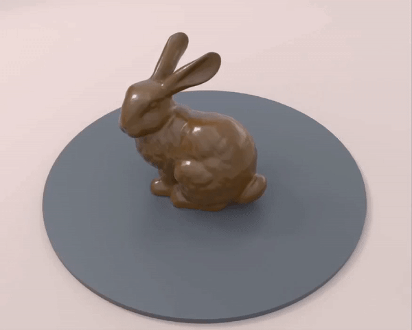 Computer animation of a melting chocolate easter bunny.