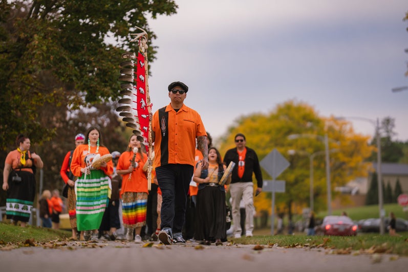 Walkers walk around Ring Road on National Day for Truth and Reconciliation