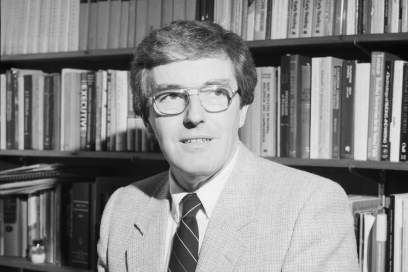 Professor Gary Waller in his office in 1987.