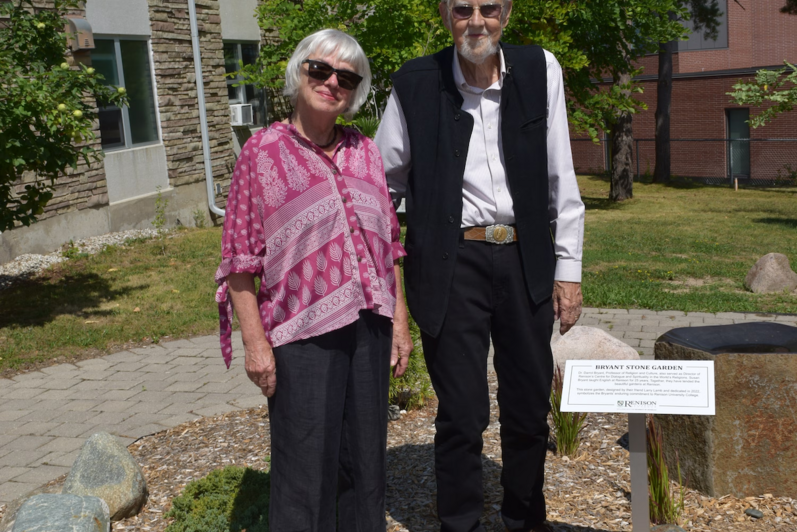 Dr. Darrol Bryant (right) with his wife Susan Hodges-Bryant at the Bryant Stone Garden dedication in August 2022.