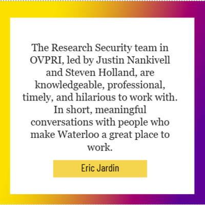 Eric Jardin's quote about the Research Security team.