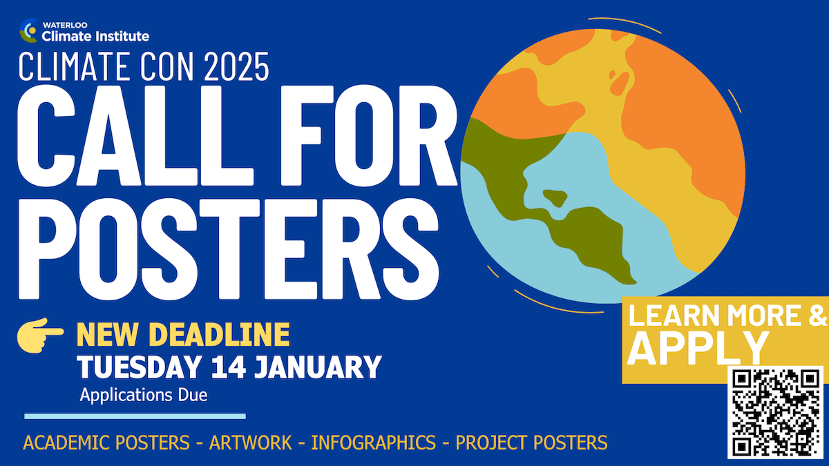 The Climate Con 2025 Call for Posters banner featuring an illustration of Planet Earth.