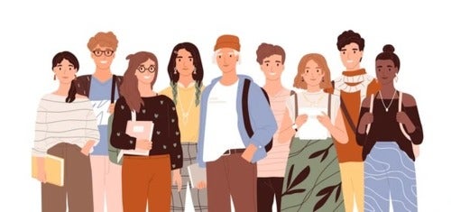 An illustration of diverse young people.