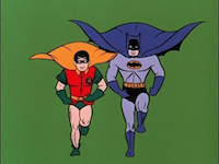 a cartoon image from the 1966 Batman tv series opening credits featuring the dynamic duo.