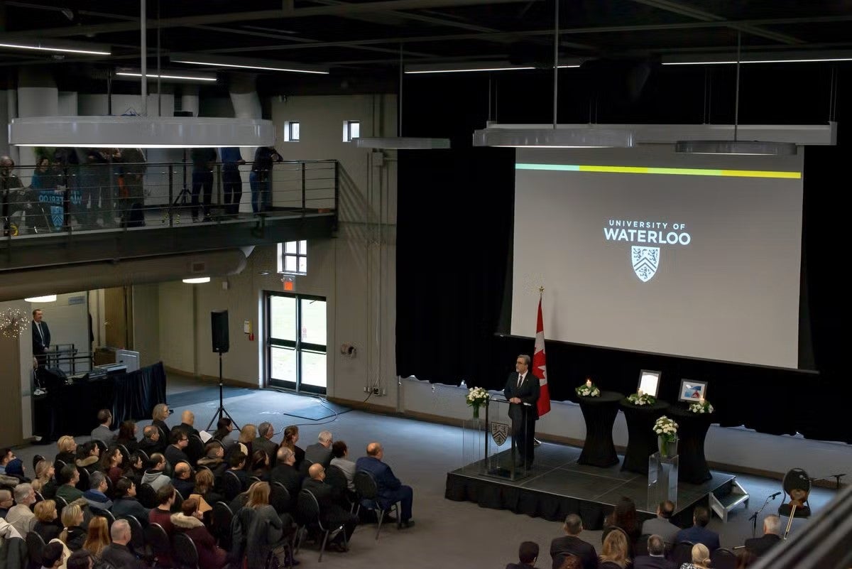 Feridun Hamdullahpur speaks at the memorial event at Fed Hall.