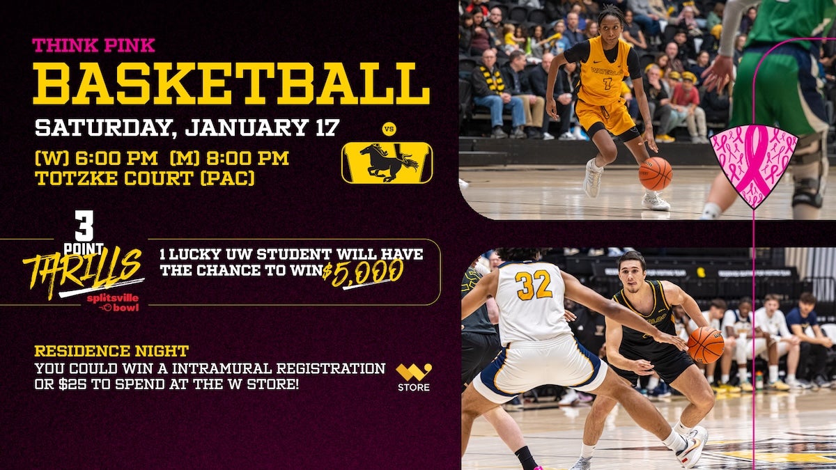 Warriors Basketball banner featuring men and women players.